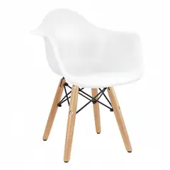 52 BITS - Silla Eames Moderna Blanca con Brazos Patas en Madera