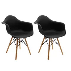 52 BITS - Set X2 Sillas Eames Moderna Negra con Brazos