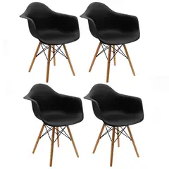 52 BITS - Set X4 Sillas Eames Moderna Negra con Brazos