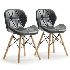 52 BITS - Set X2 Sillas Eames Gonga Alcolchada de Lujo Tela Negra