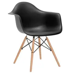 52 BITS - Silla Eames Moderna Negra con Brazos Patas en Madera