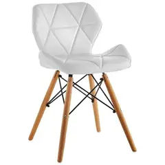 52 BITS - Silla Eames Gonga Alcolchada de Lujo Tela Blanca