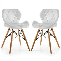 52 BITS - Set X2 Sillas Eames Gonga Alcolchada de Lujo Tela Blanca