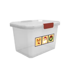 ESTRA - Caja Organizadora Plástica Estrabox Navidad 20 litros 41.7x26.2x29.7 cm Natural/Rojo Papa Noel/Reno