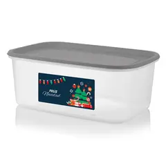 ESTRA - Caja Organizadora Plástica Plus Navidad 16 litros 45x18x30 cm Natural/Gris Feliz Navidad