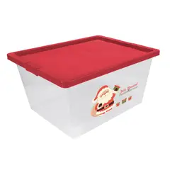 ESTRA - Caja Organizadora Con Broches 55 Litros Natural-Rojo Papa Noel