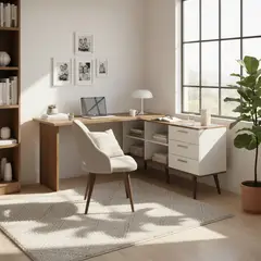 MADESA - Escritorio Esquinero Blanco Lisboa De 3 Cajones Para Estudio U Oficina