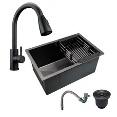 GRIFOS CENTER - Combo Lavaplatos 60*45cm+griferia Lvp Extraible+ Accesorios