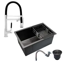 GRIFOS CENTER - Combo Lavaplatos 60*45cm+griferia Lvp Escualizable+accesorio