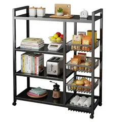 52 BITS - Estante Organizador Metalico 4 Niveles Con Ruedas