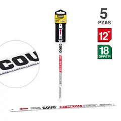 COVO - Hoja para Segueta 18 Dientes 12 Pulgadas Display x 5