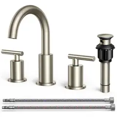 undefined - Grifo De Baño De Níquel Cepillado Con Drenaje Y Caño Giratorio