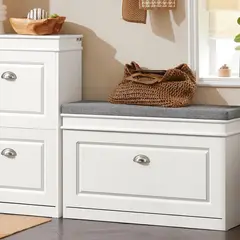 undefined - Banco Zapatero Haotian con Cajón Abatible y Cojín Acolchado