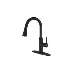 undefined - Grifo De Cocina Arofa Con Pulverizador Extraíble De Latón Negro Mate