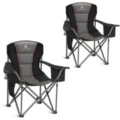 ALPHA CAMP - Silla Plegable De Campamento Extra Grande Con Respaldo Lumbar Y Soporte Resistente