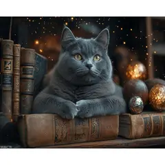 undefined - Pintura de Gato Azul para Decorar y Regalar con Estilo