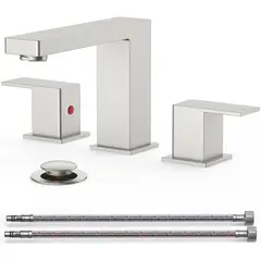 undefined - Grifo De Baño Forious Moderno Con Acabado Níquel Cepillado Para Lavabo