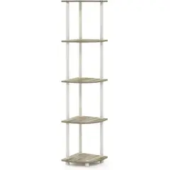 FURINNO - Estantería Esquinera de Tres Niveles para Sala con Diseño Compacto