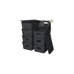 undefined - Cestas De Almacenamiento De Plástico Con Tapa Apilables Para Organización De Hogar