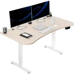 VIVO - Escritorio Eléctrico Blanco con Tablero Madera para Oficina Moderna