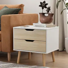 undefined - Mesa de Noche Blanca con Cajones para Dormitorio y Sala Moderna