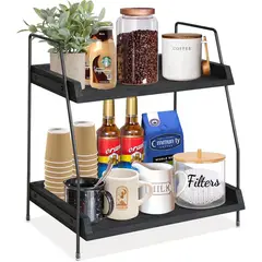 undefined - Organizador De Barra De Café Yusepure De Dos Niveles Con Diseño Elegante Para Cocina