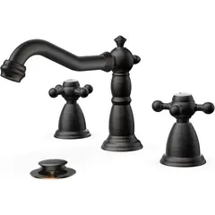 undefined - Grifo De Baño Vintage Bronce Aceitado Con Drenaje Metálico Y Diseño Elegante