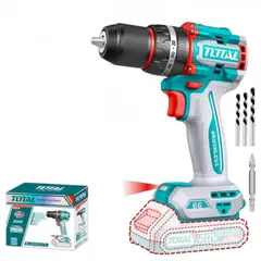 TOTAL TOOLS - Taladro Inalámbrico 1/2 Pulgada 3 Brocas 20V Bateria y Cargador No Incluidos