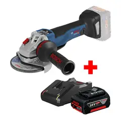 BOSCH - Pulidora Inalámbrica 4-1/2 Pulg 18v Gws 18v-10 Psc Brushless + Batería 18 V 4.0 Ah + Cargador Gal 18v-40