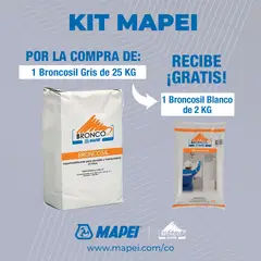 MAPEI - Combo Broncosil Gris x 25 Kg+broncosil x 2 Blanco