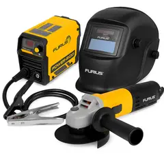 FURIUS - Soldador Inversor Force 182 Cellulosic Mini + Careta Fotosensible + Esmeriladora Angular Electrica 800w