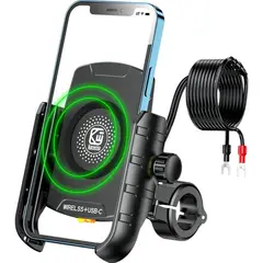 undefined - Soporte para Teléfono en Motocicleta con Carga Inalámbrica y Puerto Rápido USB C