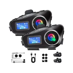 undefined - Intercomunicador Bluetooth para Casco de Motocicleta Con Pantalla Radio FM Alcance 460m Impermeable