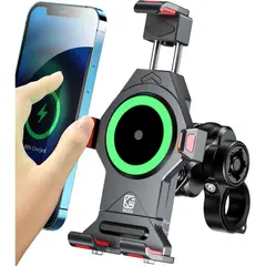 undefined - Soporte de Teléfono para Motocicleta con Carga Inalámbrica y Bloqueo Automático