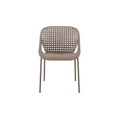 VIRTUAL MUEBLES - Silla Senit con Brazos Taupe con Espaldar y Diseño Moderno