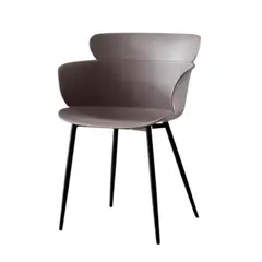 VIRTUAL MUEBLES - Silla Miami con Brazos Taupe con Espaldar y Diseño Moderno