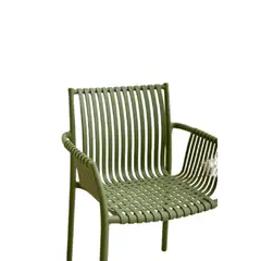 VIRTUAL MUEBLES - Silla Madrid con Brazos Verde Olivo con Espaldar y Diseño Moderno