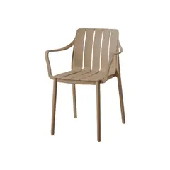 VIRTUAL MUEBLES - Silla Alice con Brazos Taupe con Espaldar y Diseño Minimalista