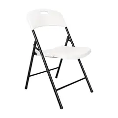 VIRTUAL MUEBLES - Silla Plegable Dako Blanco Espaldar Y Asiento En Material Plastico Y Patas Metálicas