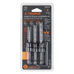 TRUPER - Juego 3 Brocas Avellanadoras Madera Tornillo #6-8-10