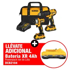 DEWALT - Taladro Percutor 1/2 Pulgada + Atornillador Impacto 20V Brushless D