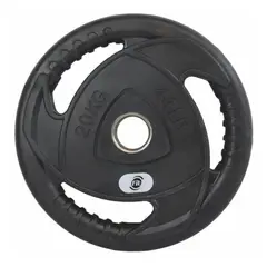 SPORTFITNESS - Disco Olimpico 20 kg En Caucho Inyectado Negro
