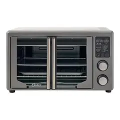 OSTER - Horno Digital Con Freidora de Aire de 42 Litros de Capacidad Oster. Con Interior Antiadherente para Freír al Aire, hornear, asar y tostar. Convección. Con 4 Programas de Freír Al Aire. Color Gris