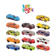 TOY LOGIC - Juguete Organizador Con 16 Carros Metalizados Racing Brick