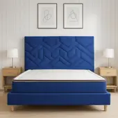 ESTILO Y CONFORT - Combo Base Más Colchón Mas Cabecero Atlanta Azul 160x190