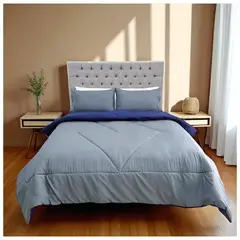 HOGARETO - Edredón Doble Faz Cama Doble Gris-Azul-7242