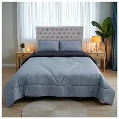 HOGARETO - Edredón Doble Faz Cama Doble Negro-Gris-7109