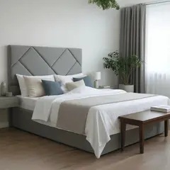 MUEBLES FIOTTI - Base Cama Doble 147 cm + Cabecero Doble 150 cm Tannudd Gris