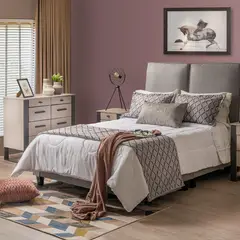 MUEBLES FIOTTI - Cabecero Doble 145 cm + Base Cama Tapizada 140 cm Mezzotapiz