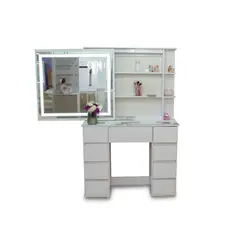 TKMODULARES - Tocador Con Luz Espejo Espejo Almacenamiento Blanco